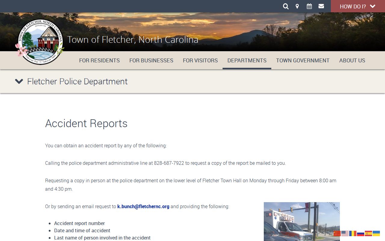 Fletcher police crash and criminal record request information in Henderson County