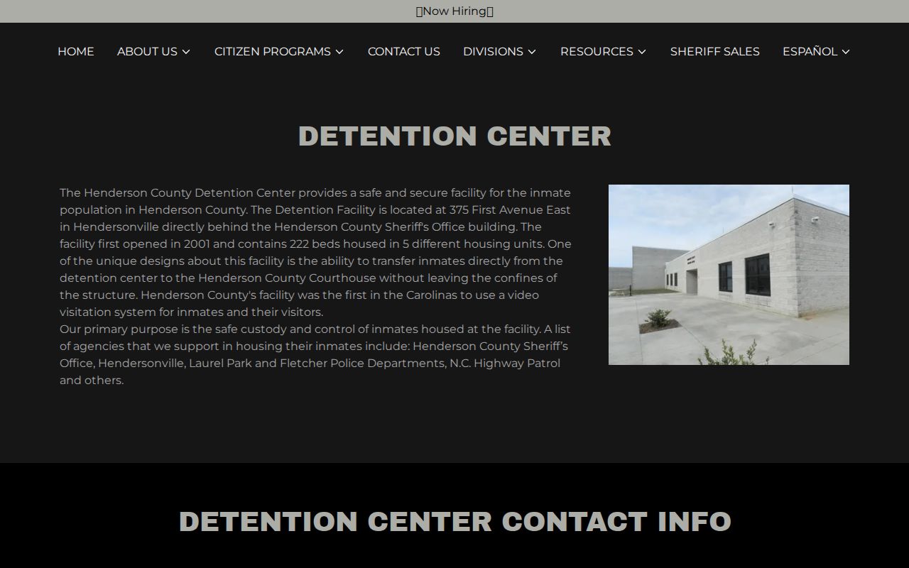 Henderson County arrest booking and detention center