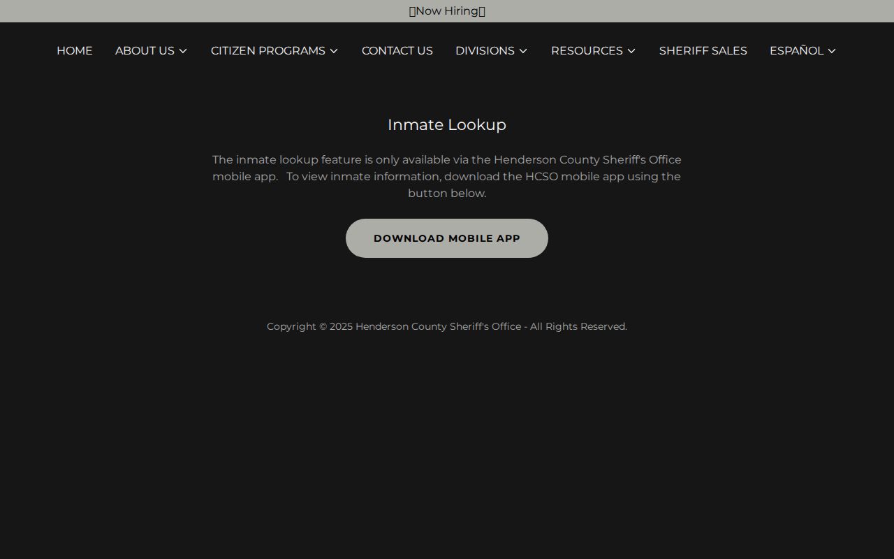 Henderson County arrest and inmate lookup instructions