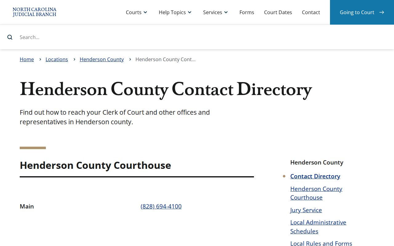 Henderson County criminal court case contact directory