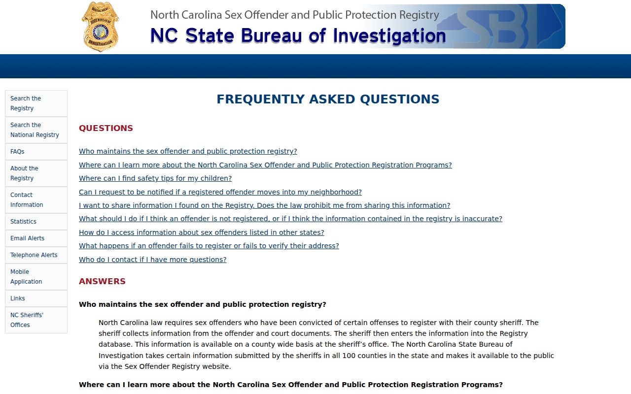 Henderson County sex offender registry accuracy and use FAQ
