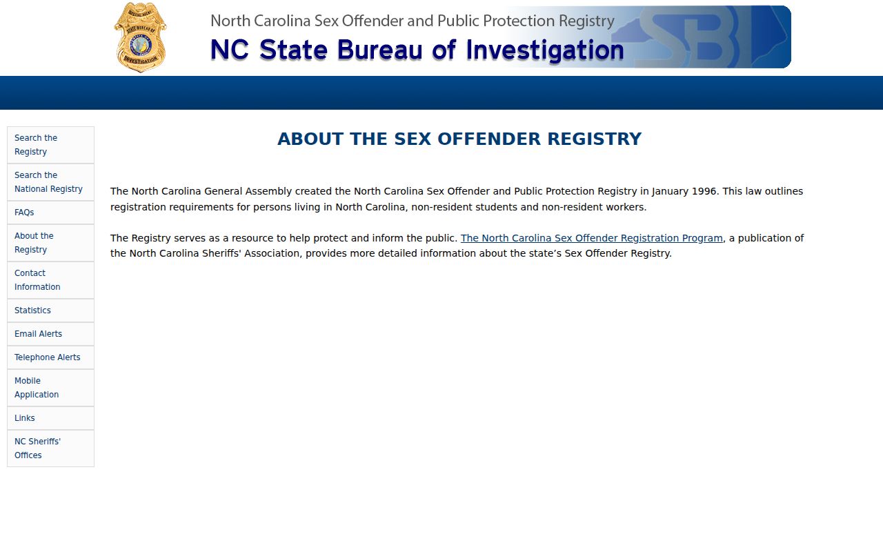 Henderson County sex offender registry program background