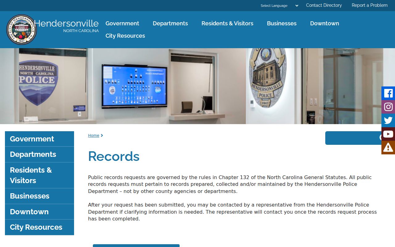 Hendersonville criminal records request information in Henderson County